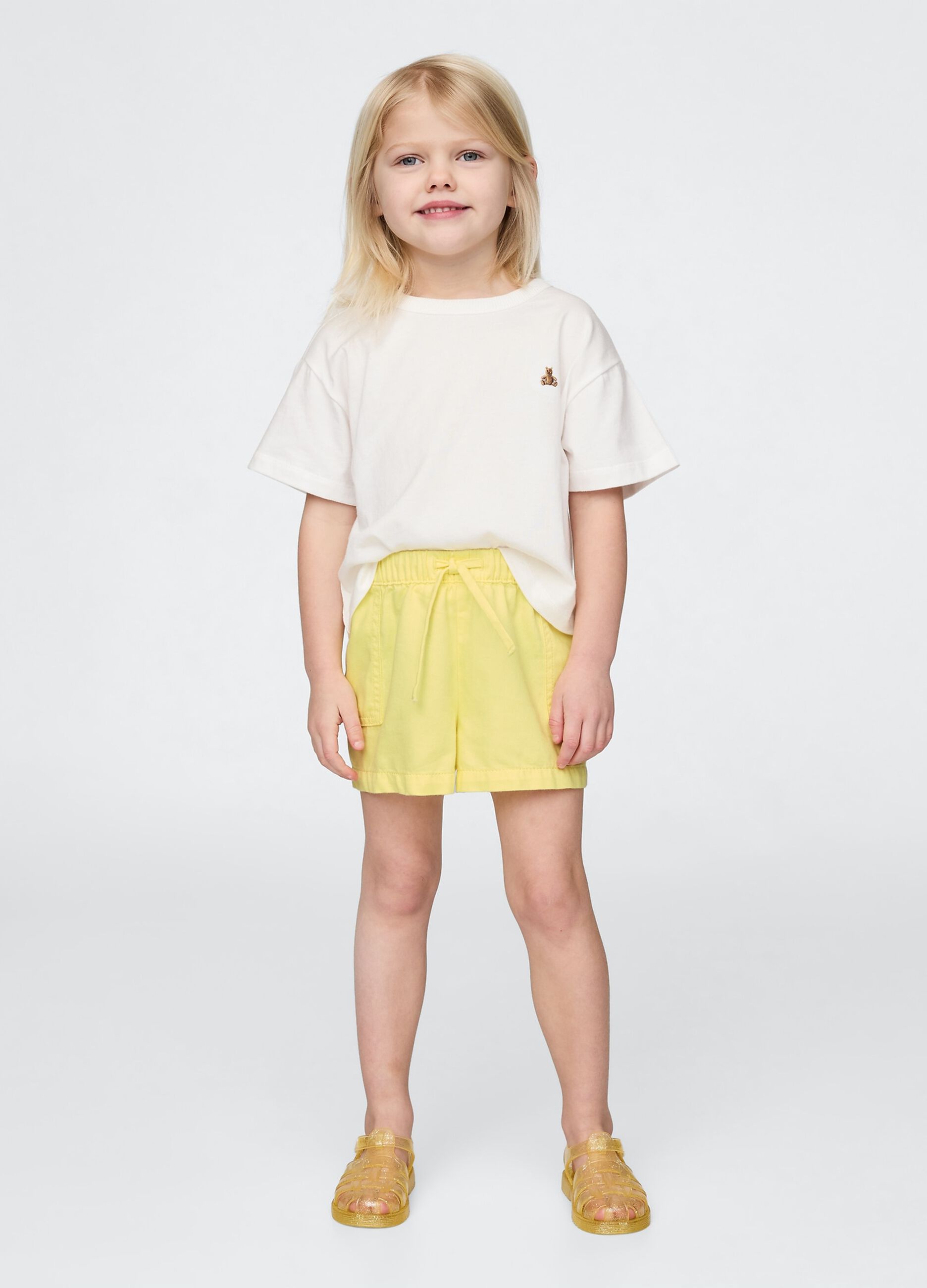 Yellow shorts with drawstring