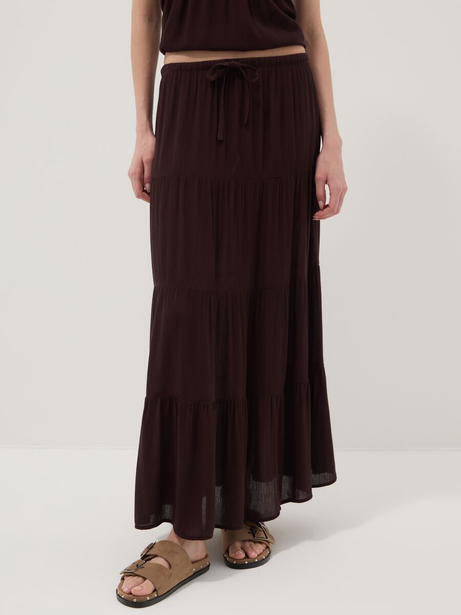Brown maxi skirt in pure viscose_1