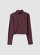 Purple cropped stretch T-shirt with high neck, Easy Dry &ndash; ALTAVIA STUDIO_5
