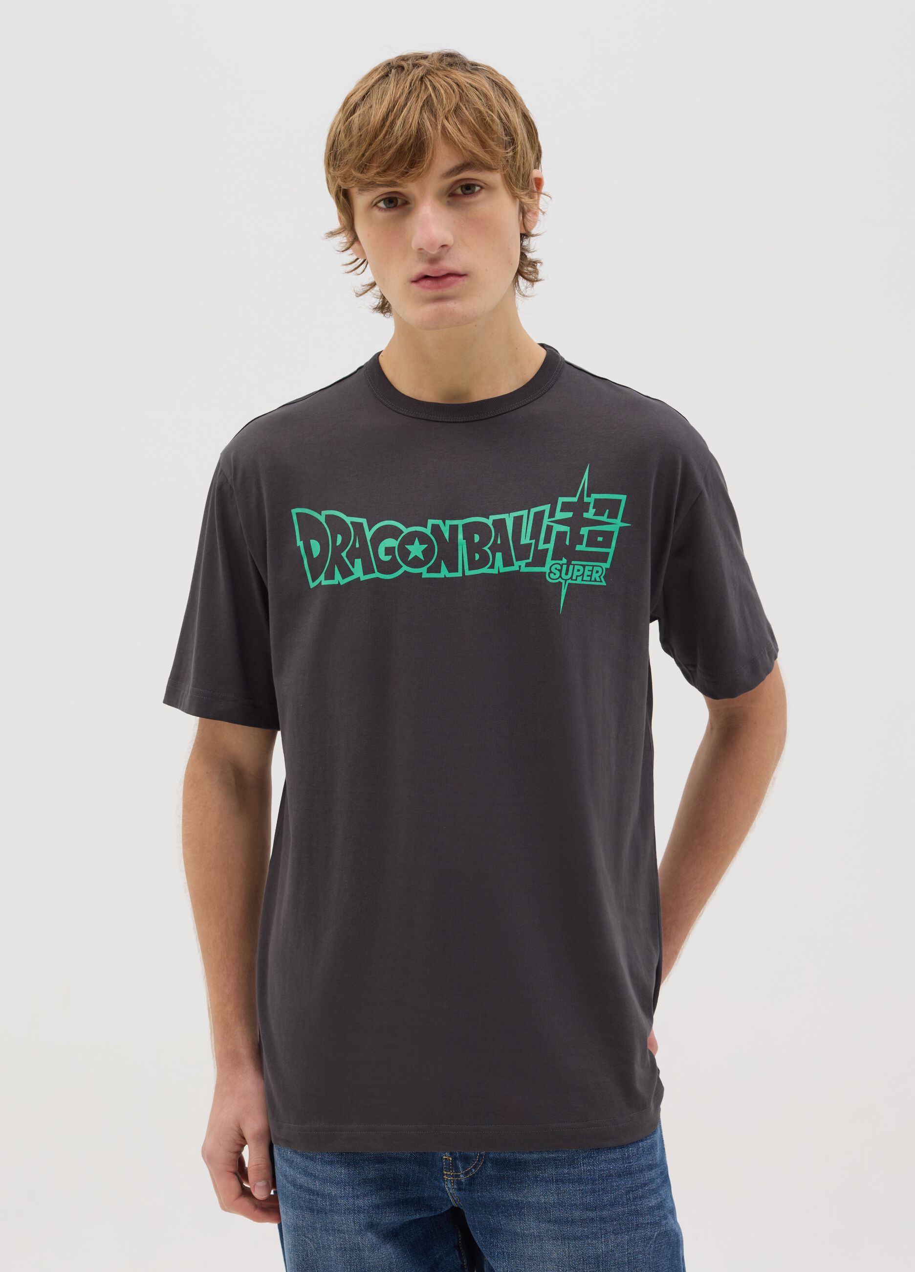 Grey T-shirt with Super Shenron print