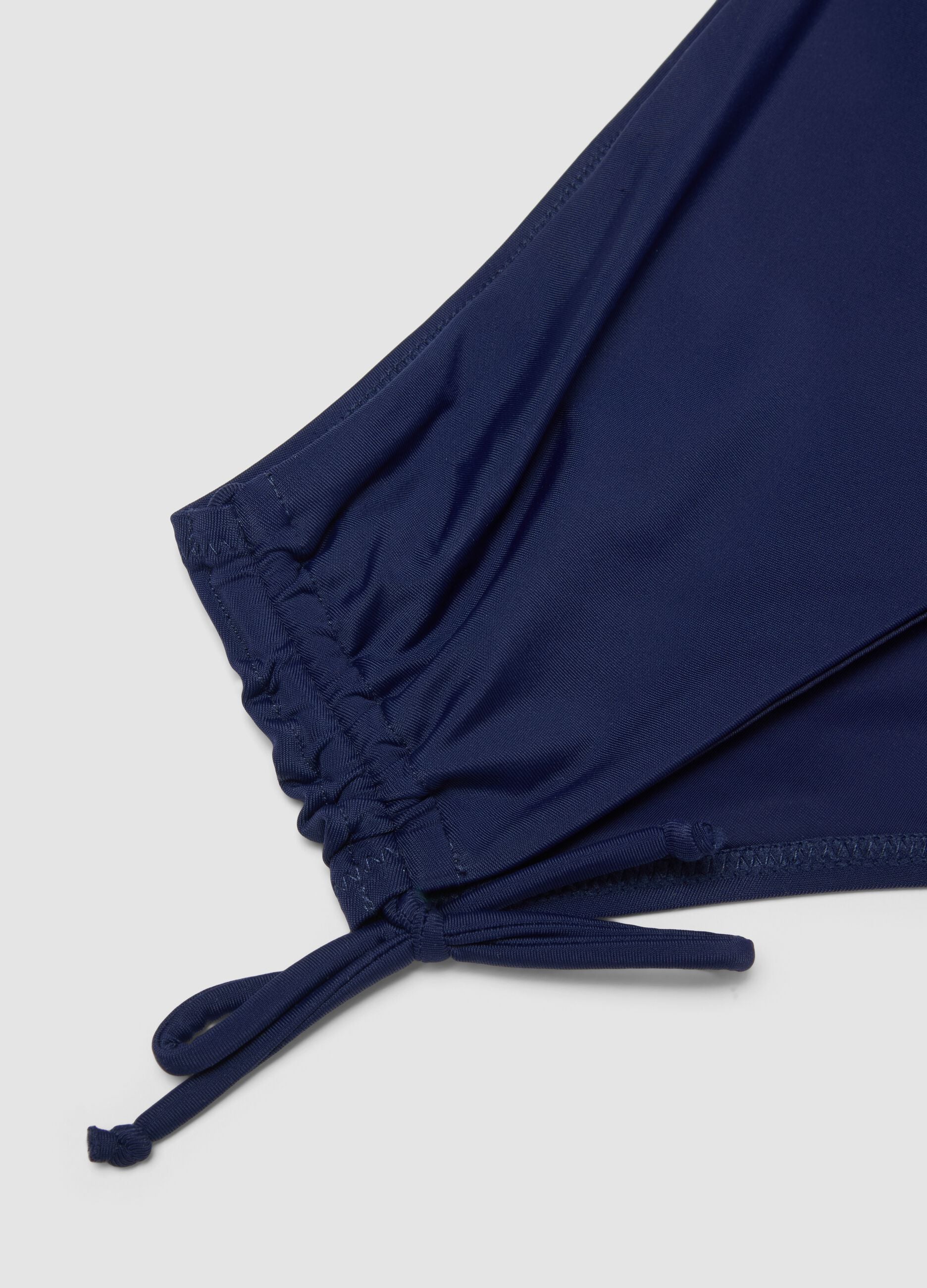 Blue high-waisted stretch-fabric bikini bottoms