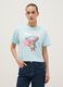 Sky Blue Pure Cotton Regular Fit T-shirt with One Piece Print_0