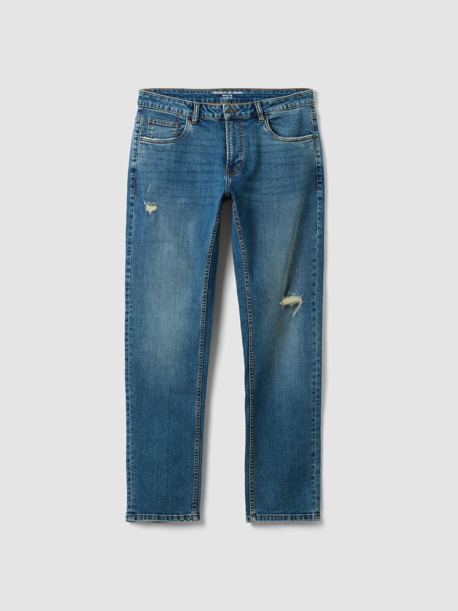 Blue denim jeans in stretch cotton, regular fit_4
