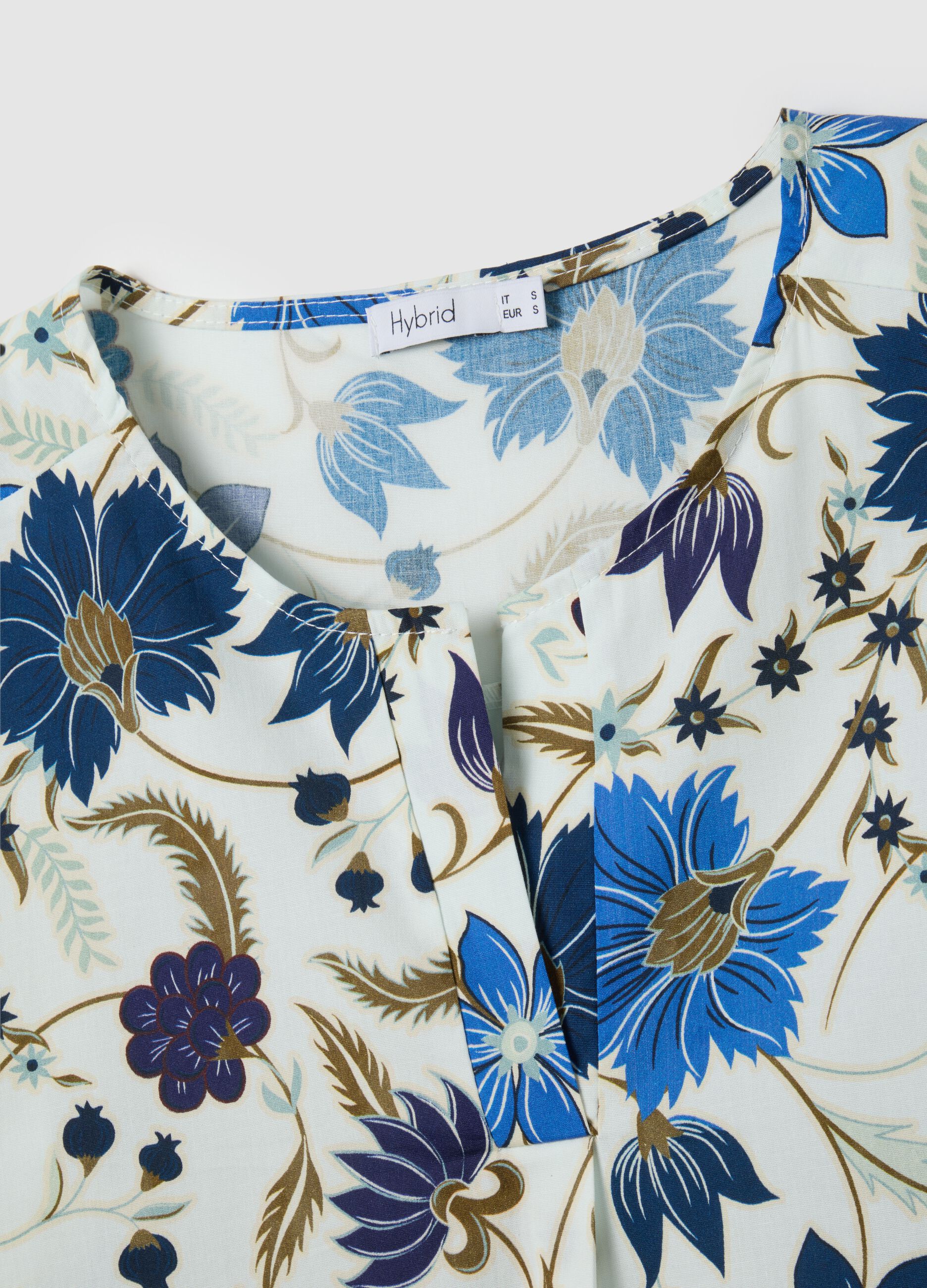 Women's multicoloured stretch cotton blouse in regular fit