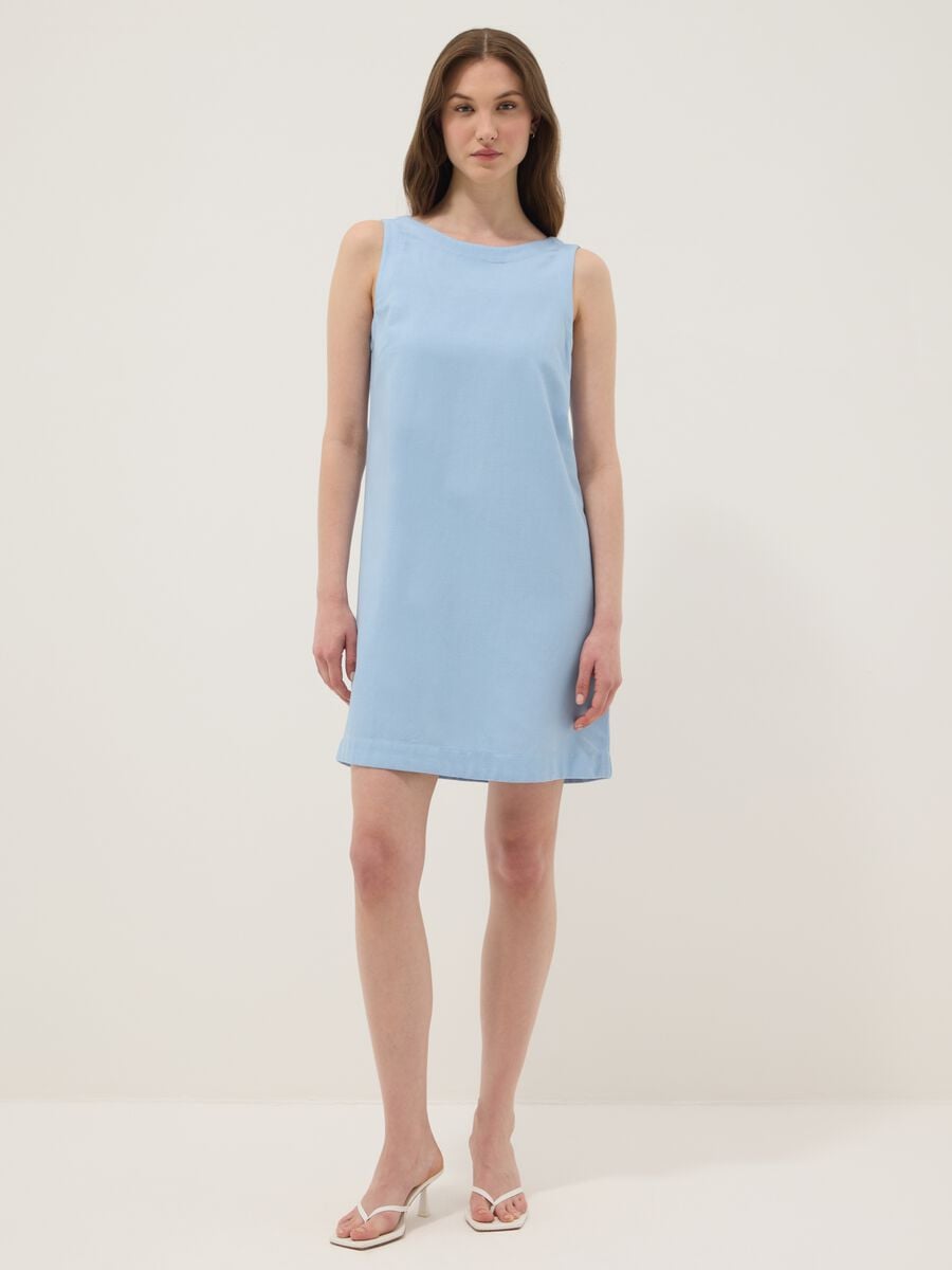 Light blue regular-fit dress in a viscose, cotton and linen blend_1
