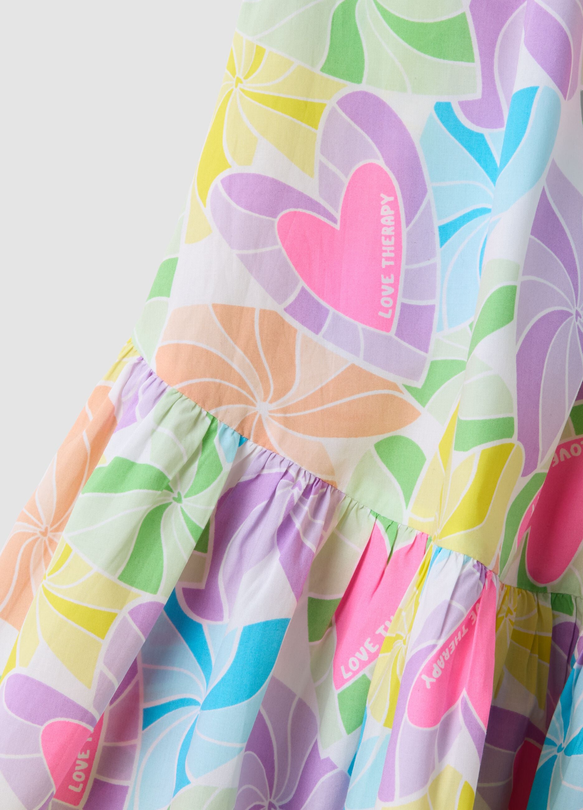Multicoloured pure cotton heart-print dress