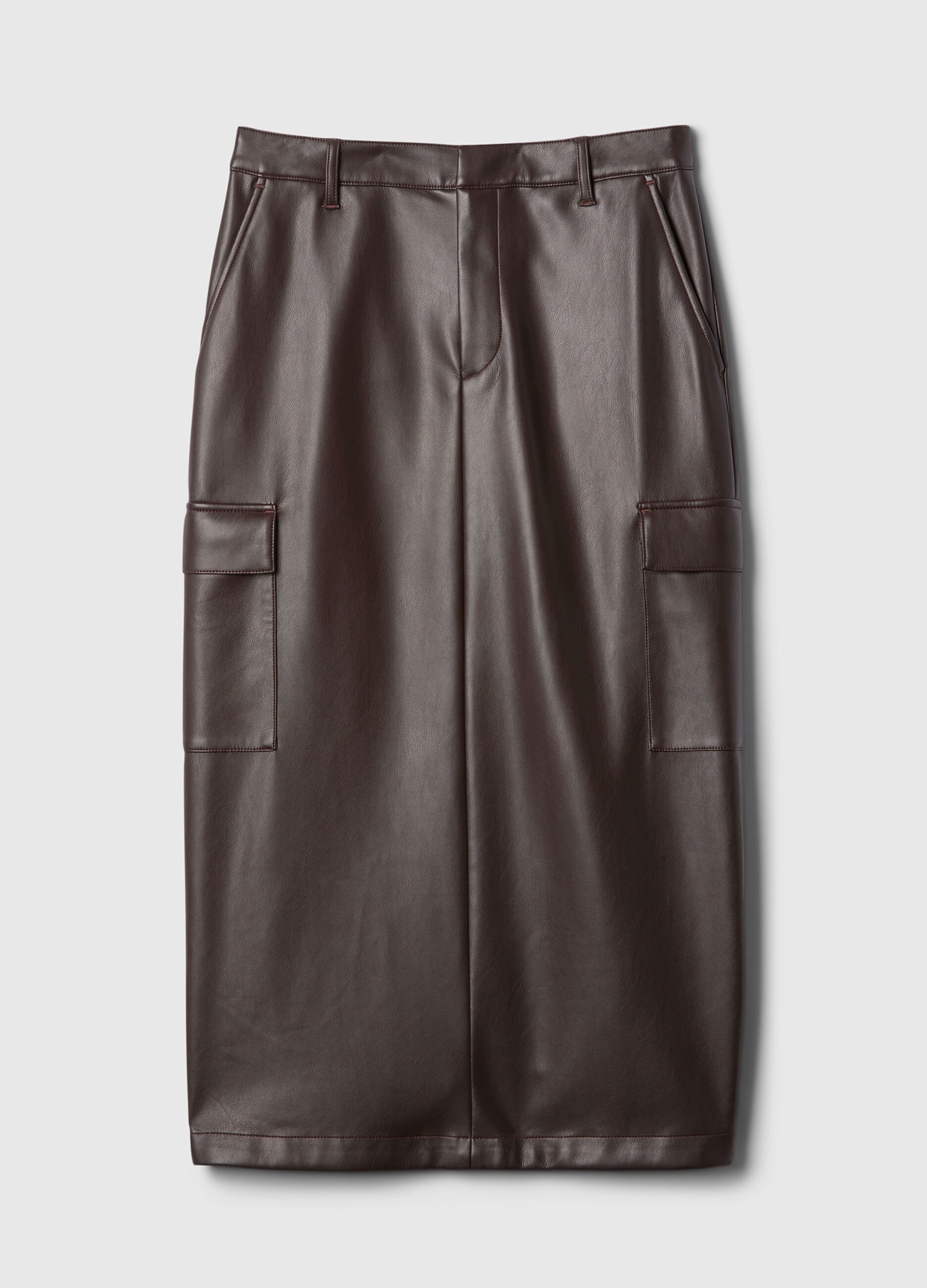 Glossy-effect midi cargo skirt