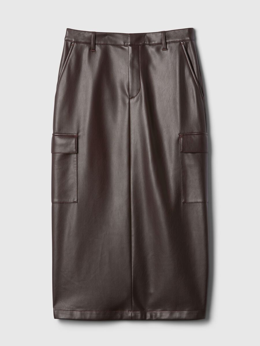 Glossy-effect midi cargo skirt_4