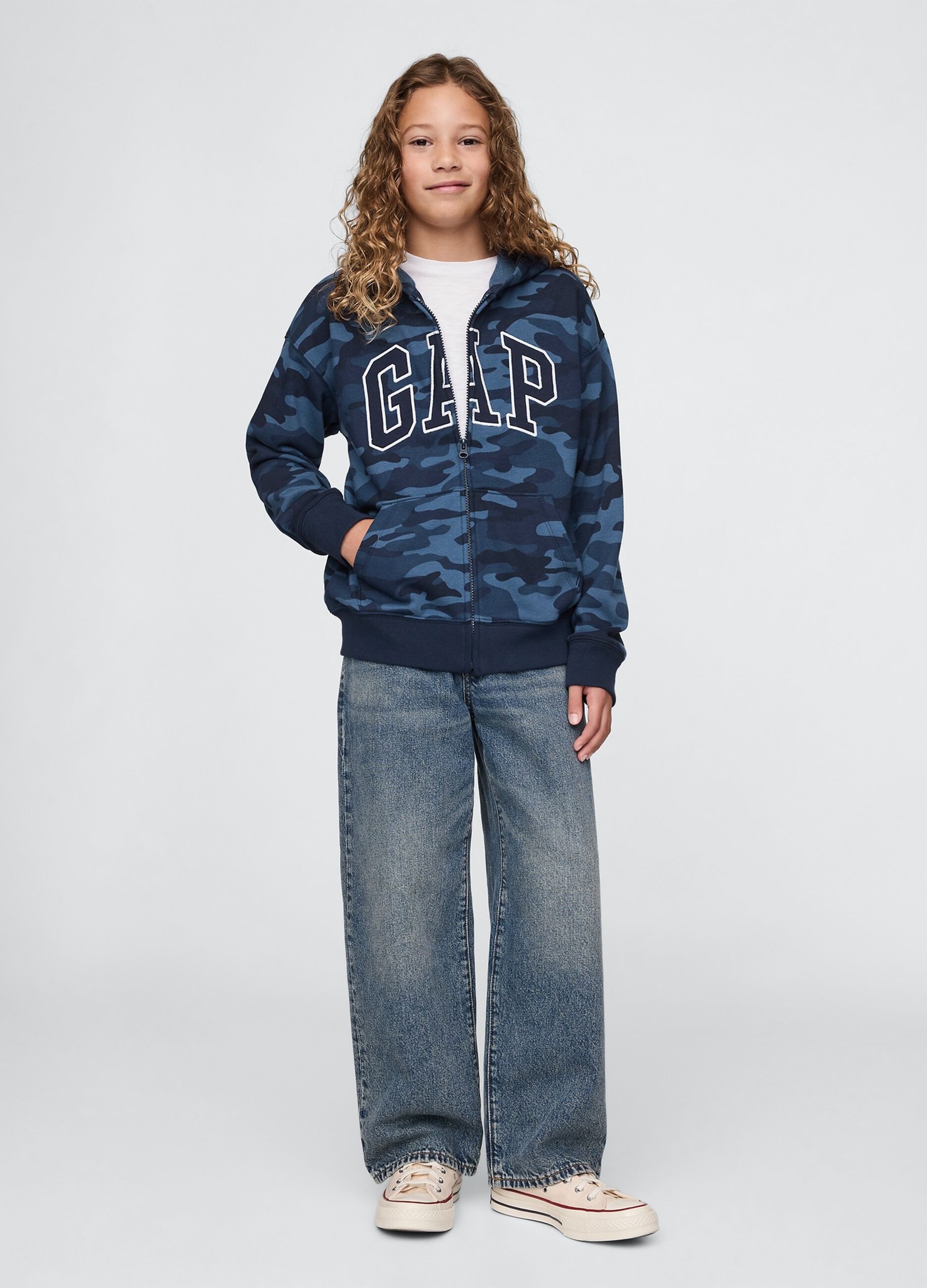 Cotton-blend full-zip hoodie