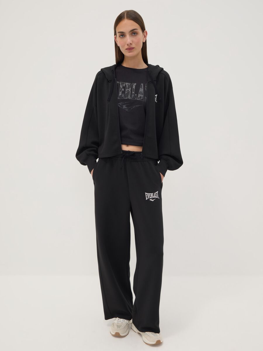 Black hooded sweatshirt in stretch viscose jersey, regular fit_1