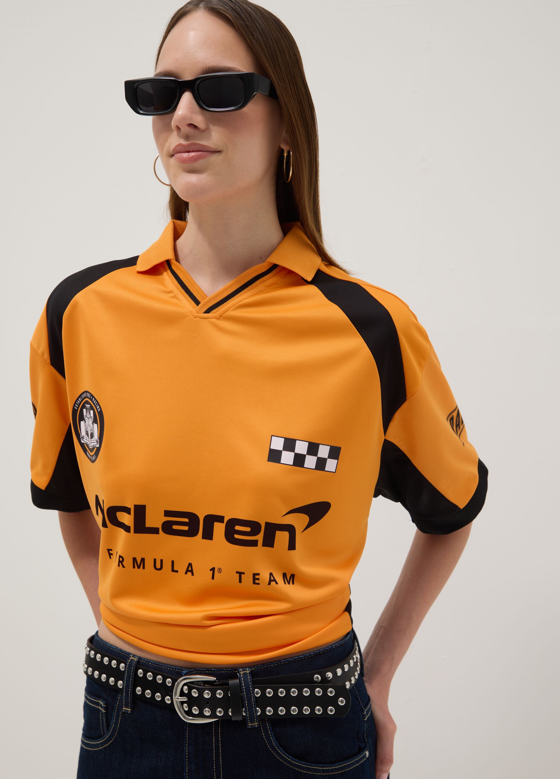 Orange short-sleeve polo shirt, regular fit