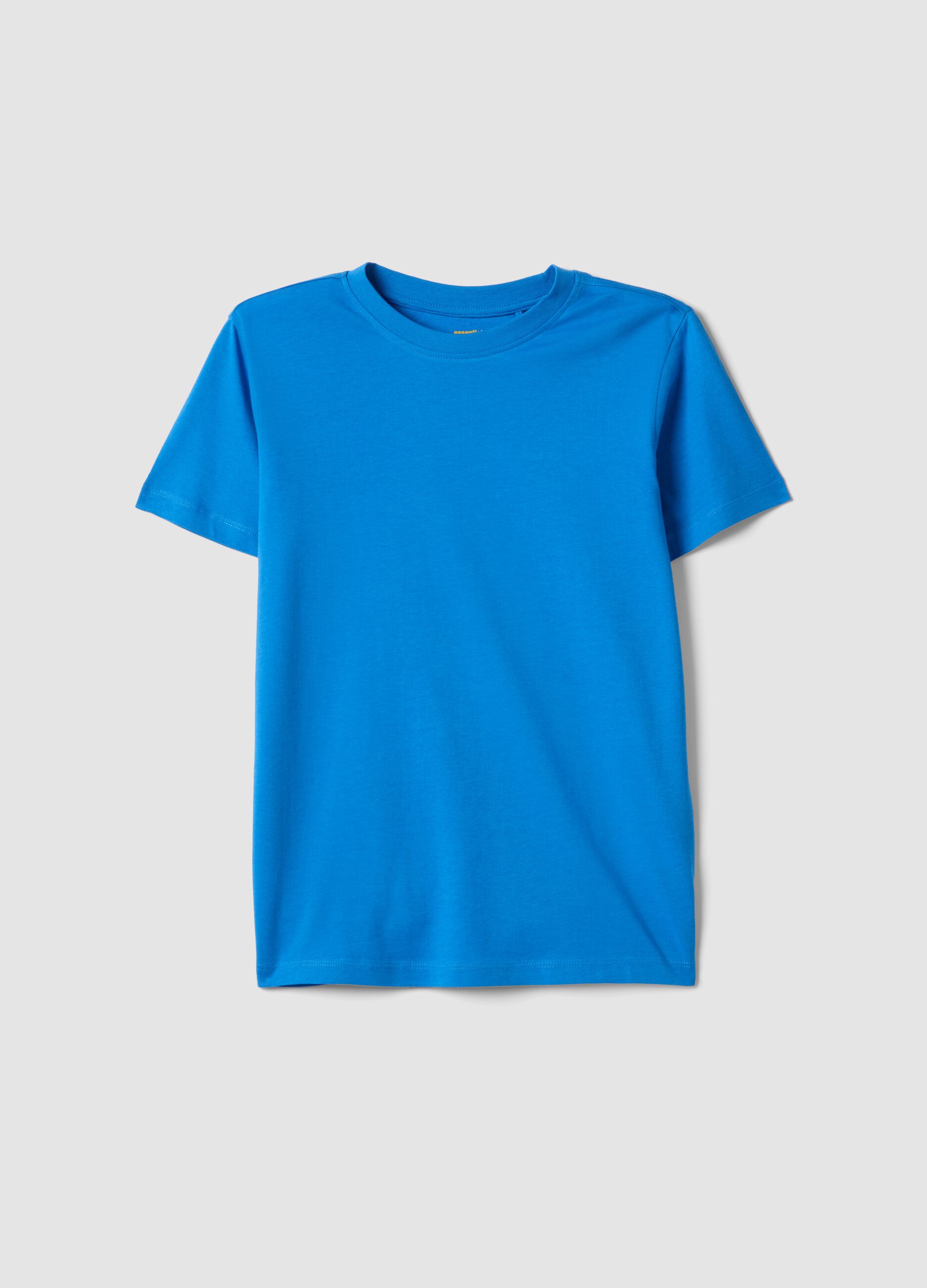 Boys' pure cotton blue regular-fit T-shirt