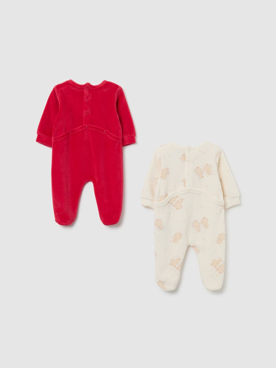 Multicolor cotton blend baby sleepsuit twin-pack_1