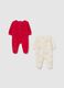 Multicolor cotton blend baby sleepsuit twin-pack_1