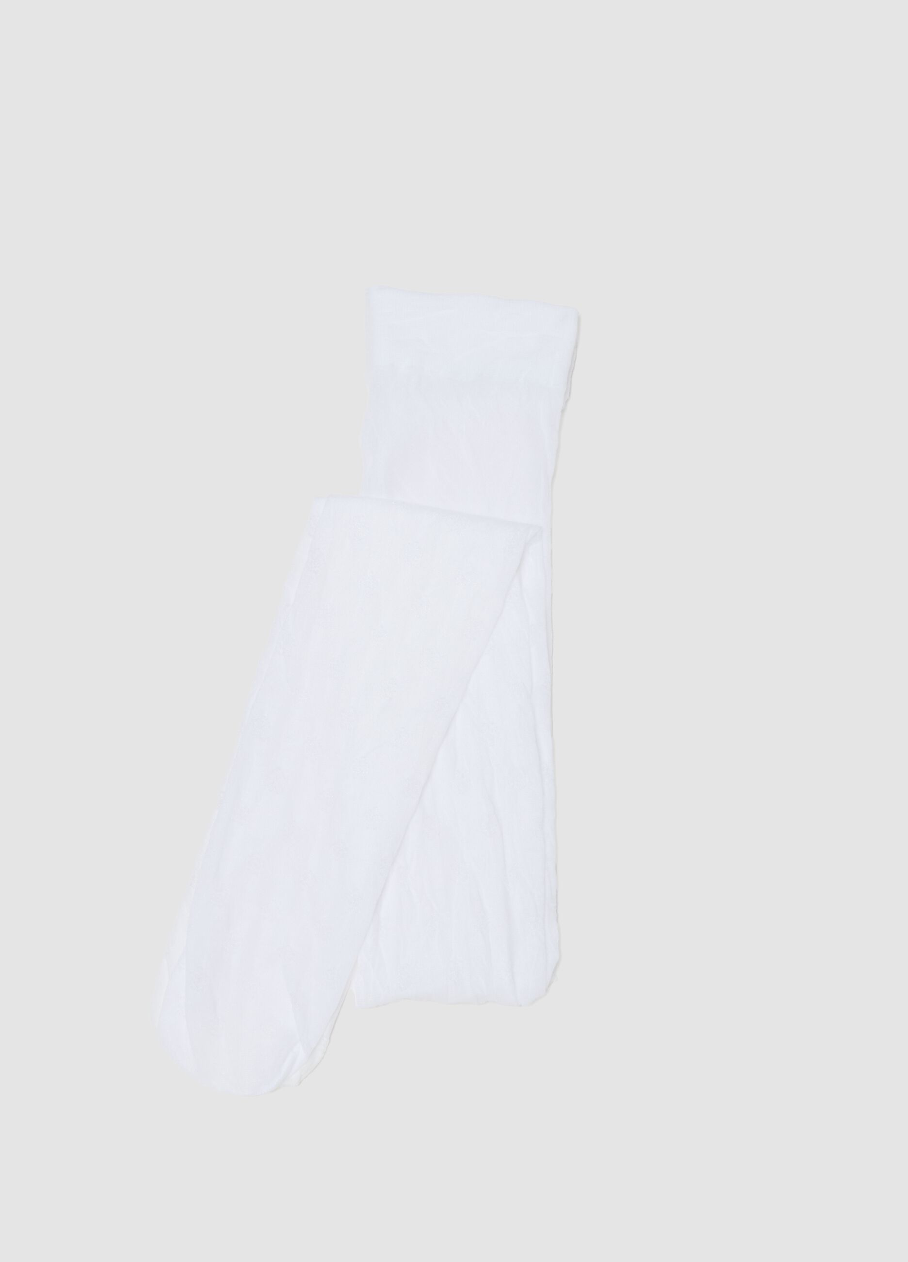 Collant bianchi da bambina con texture floreale