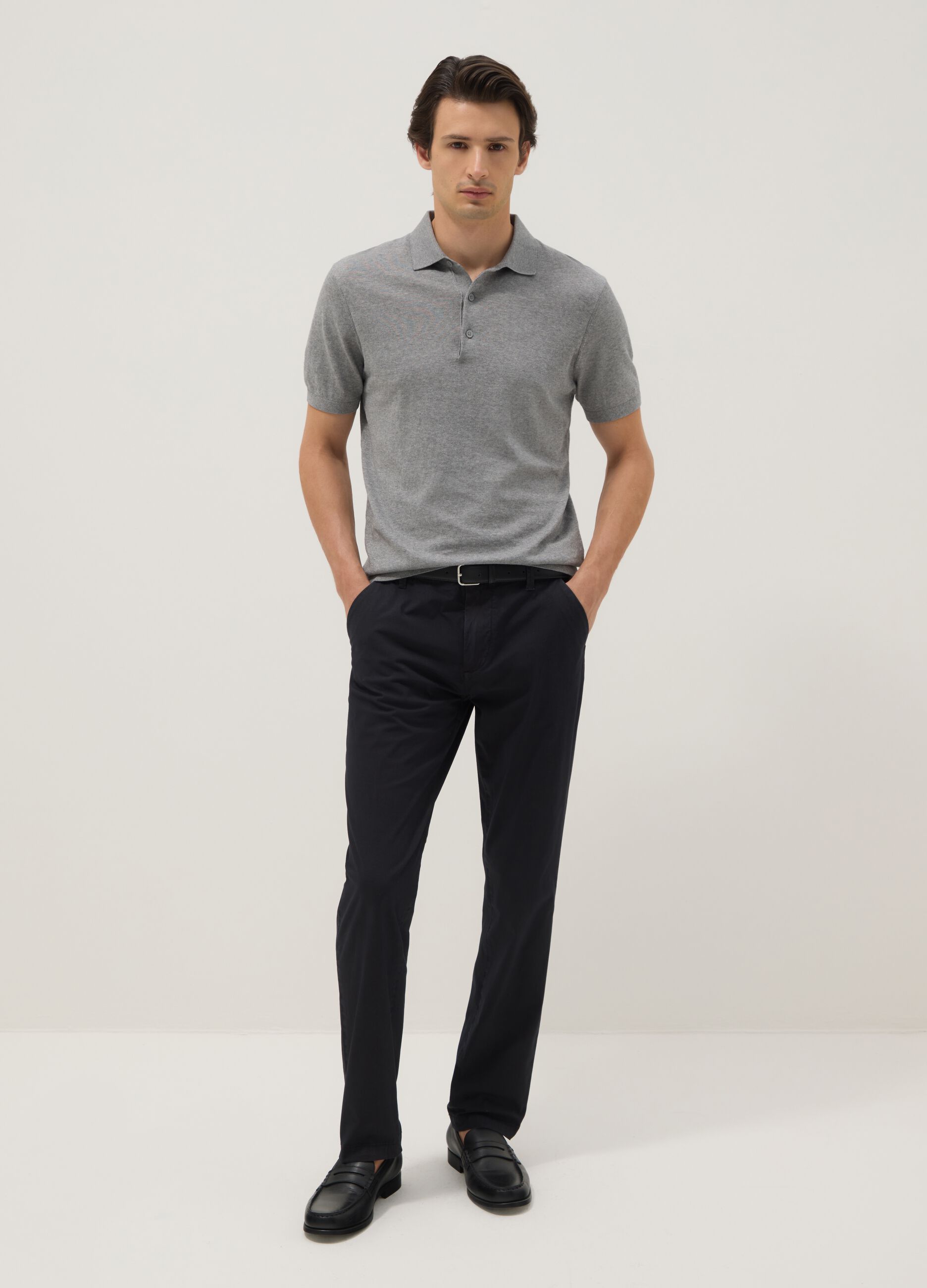 Pantaloni chino in cotone elasticizzato nero slim fit