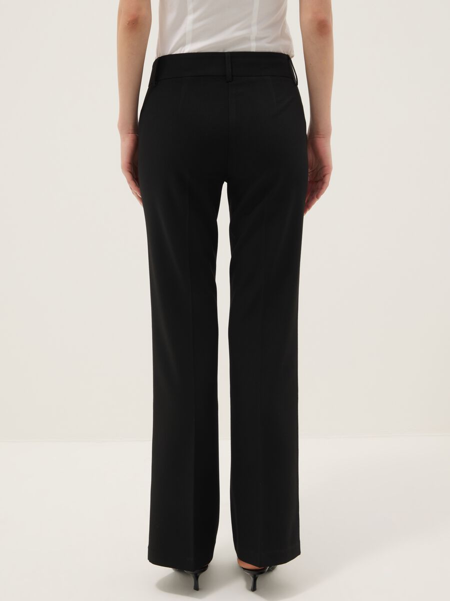 Black flare fit stretch fabric trousers_3
