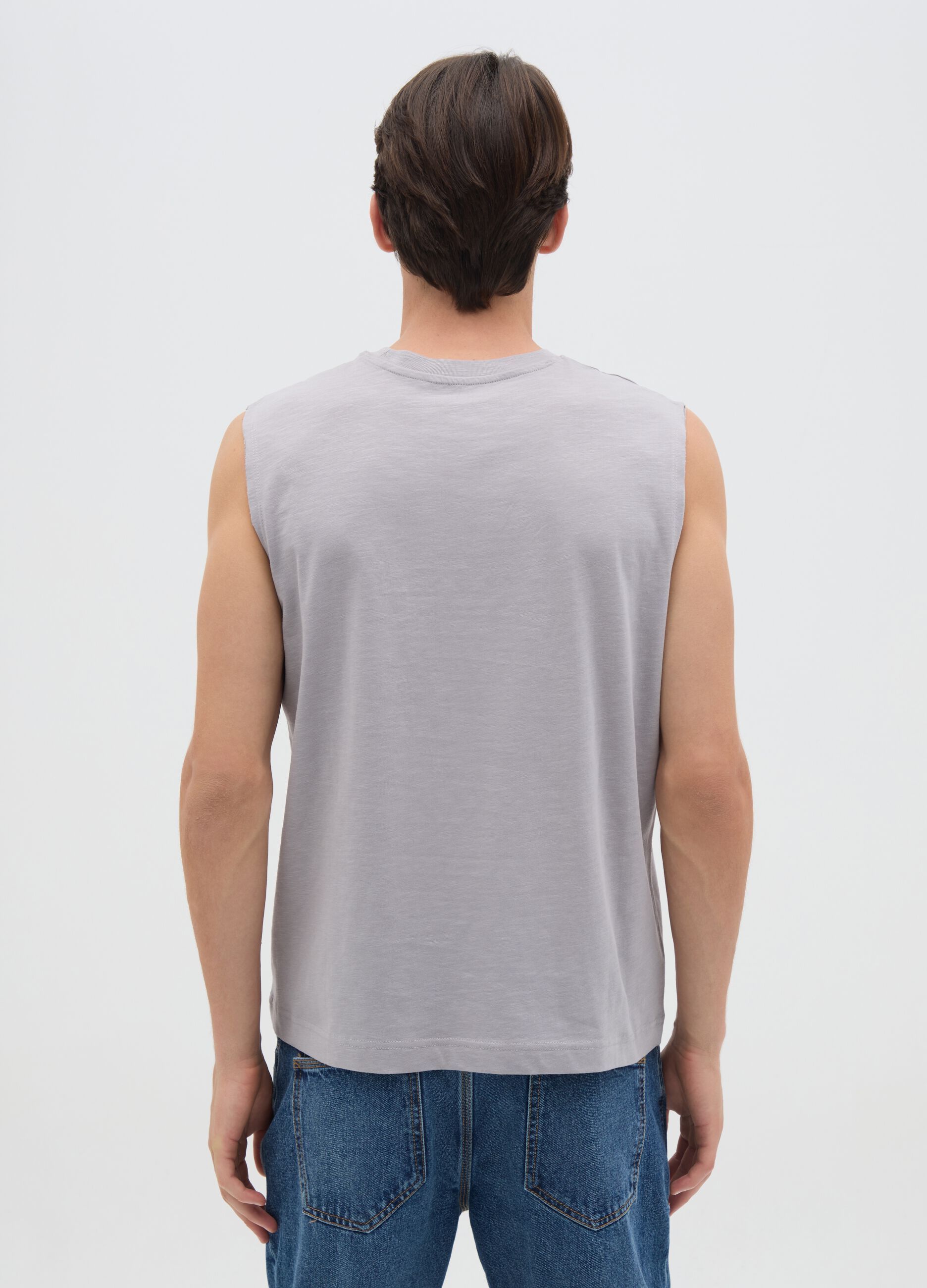 Canotta da uomo in puro cotone grigia regular fit