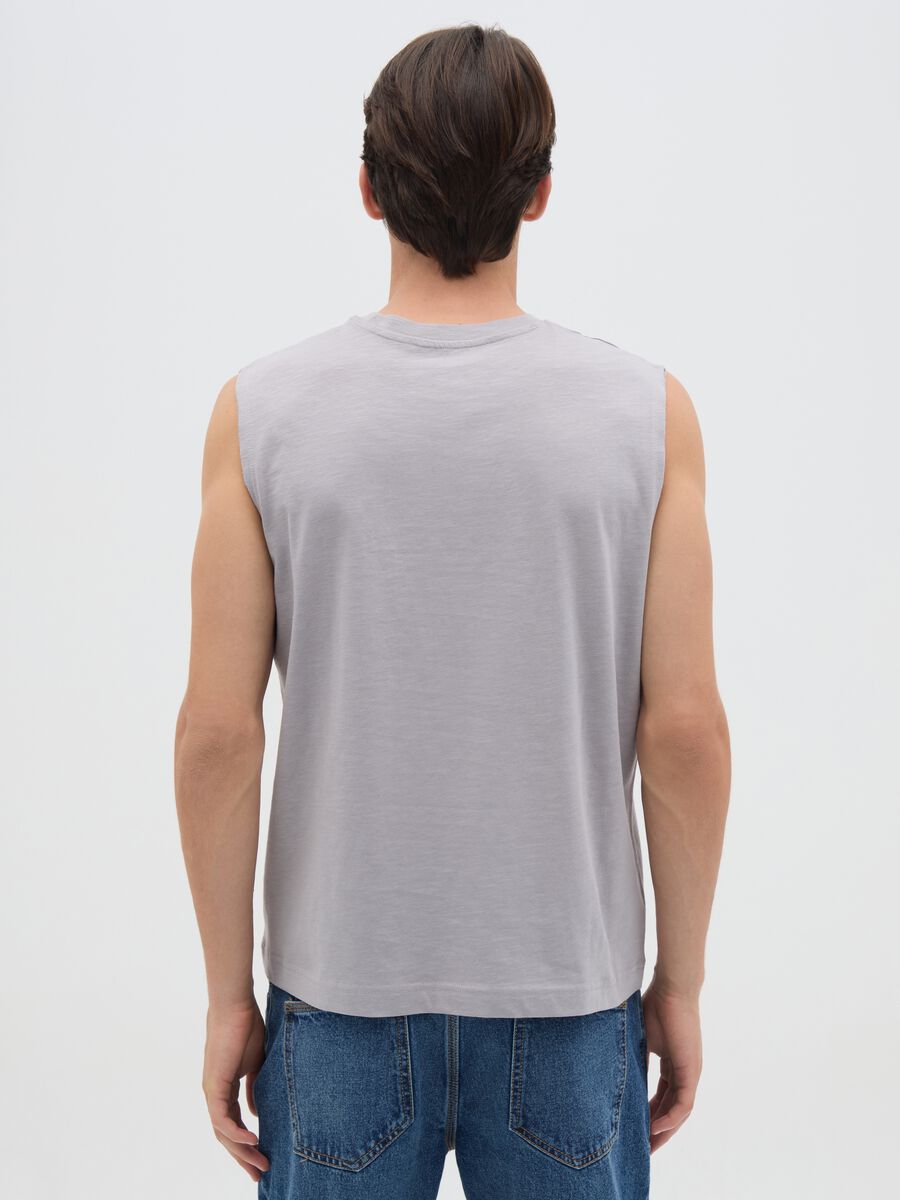 Men's grey pure cotton tank top regular fit_3