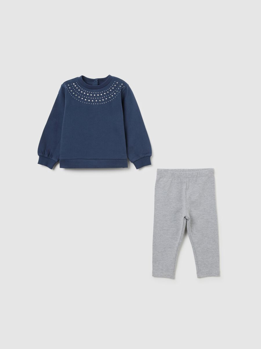 Multicolour girls' set in pure cotton with sequins_0