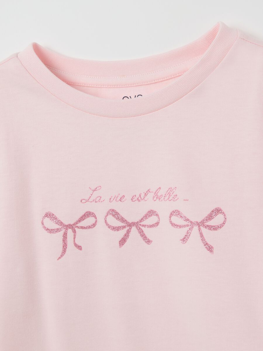 Girl's pink pure cotton T-shirt regular fit_2