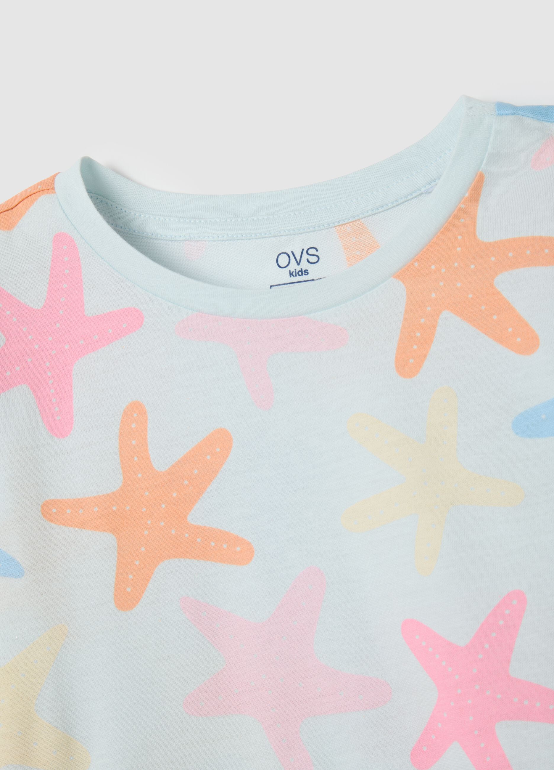 Girls' multicolour pure cotton t-shirt and shorts set with regular fit