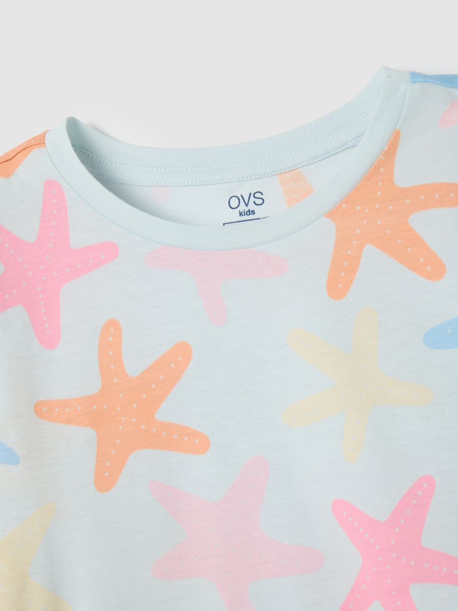 Girls' multicolour pure cotton t-shirt and shorts set with regular fit_3