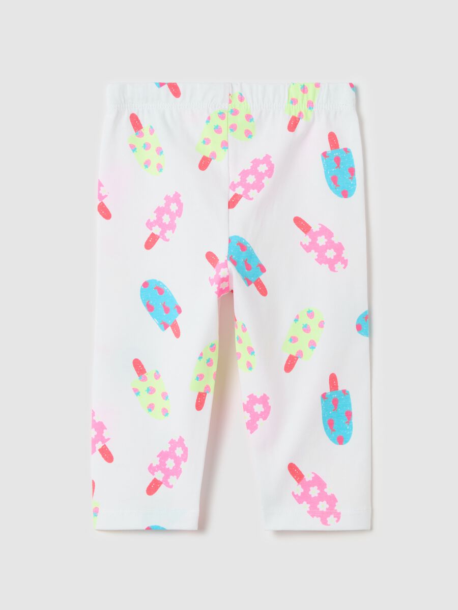 Three-quarter leggings in stretch cotton with print_1