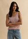 Multicolour striped regular fit cotton and linen tank top_0