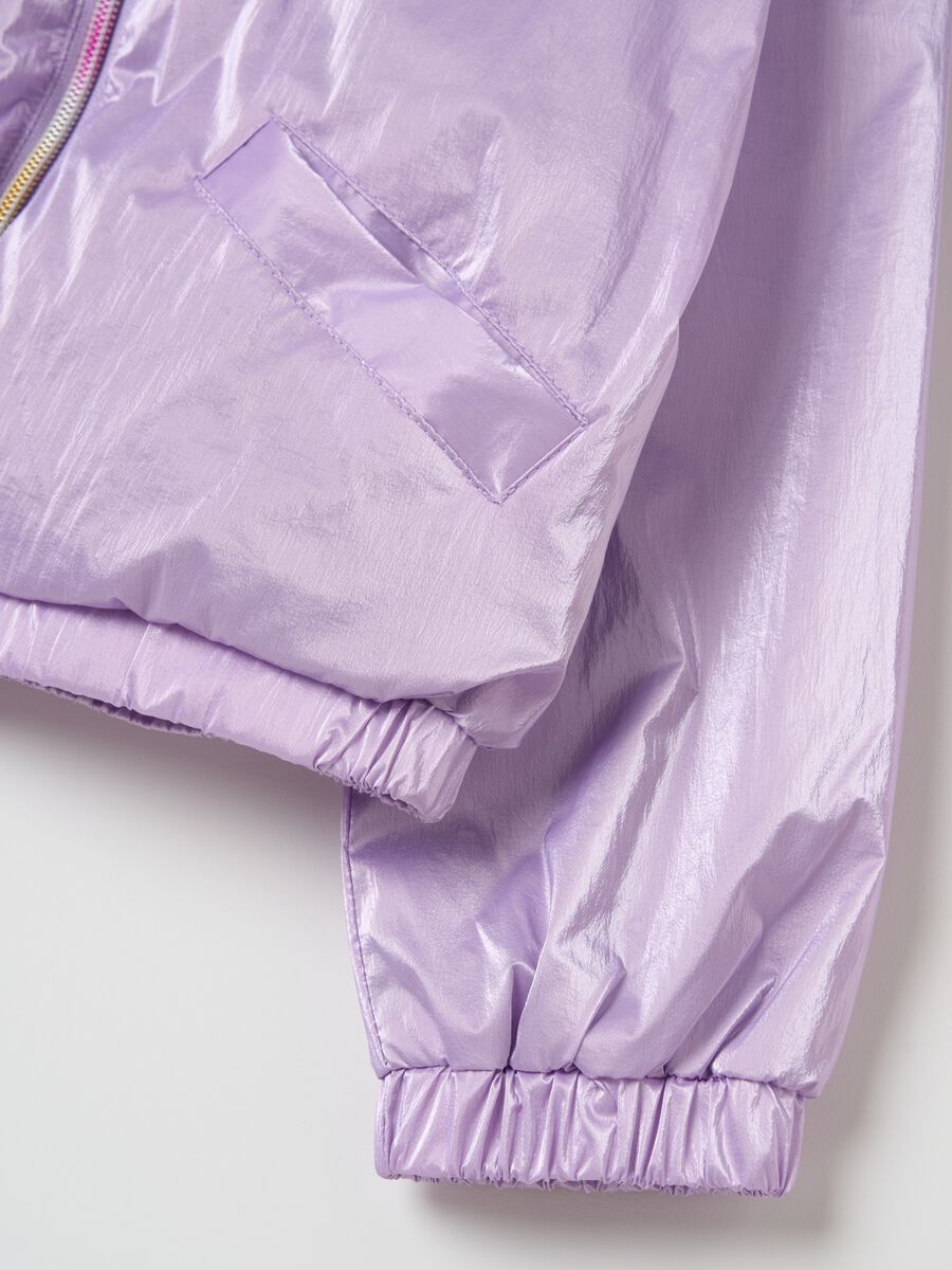 Shiny waterproof jacket with hood_2