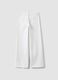 White Stretch Cotton Culotte Trousers for Girls_1