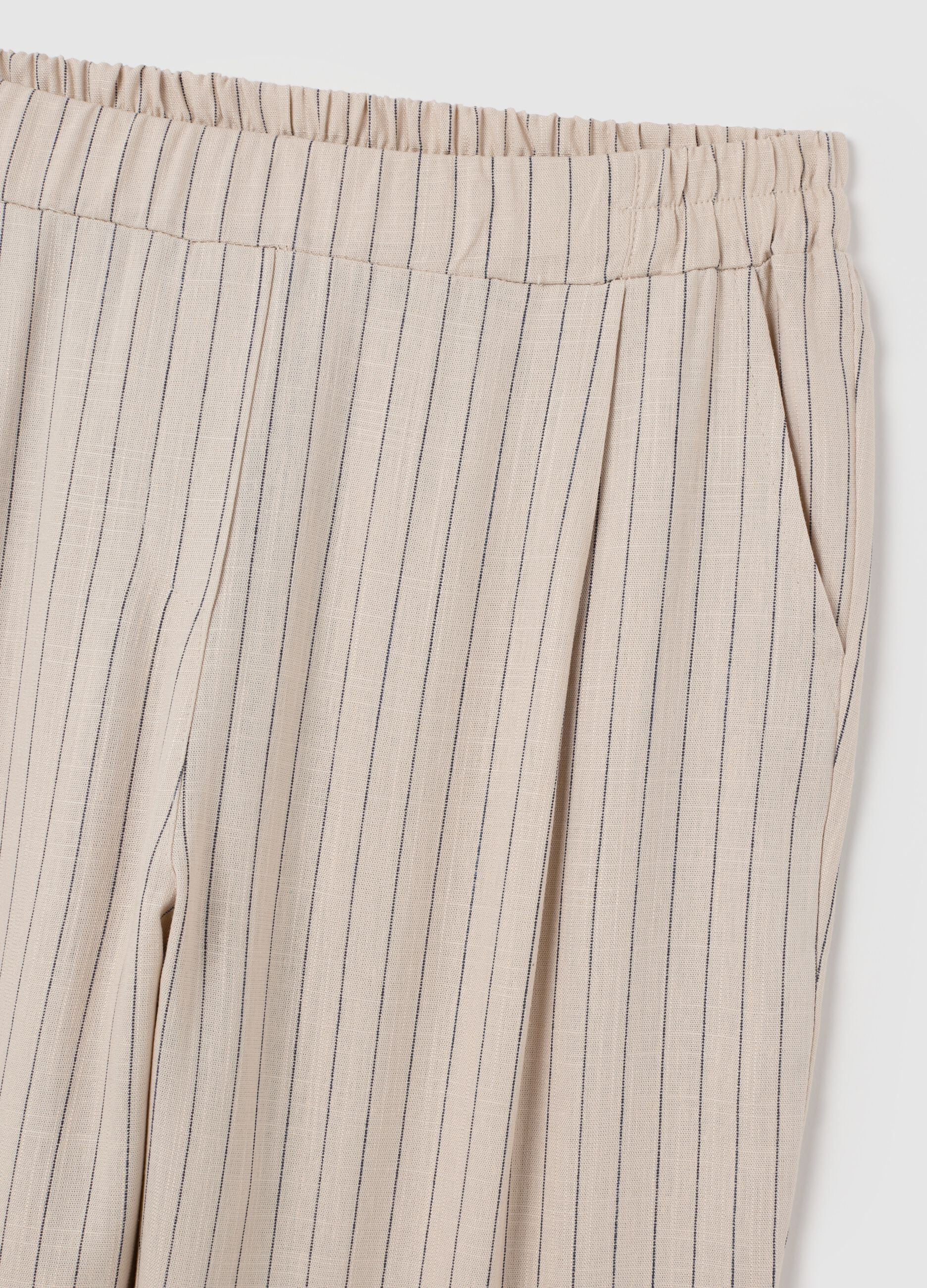 Women's beige viscose blend trousers, regular fit