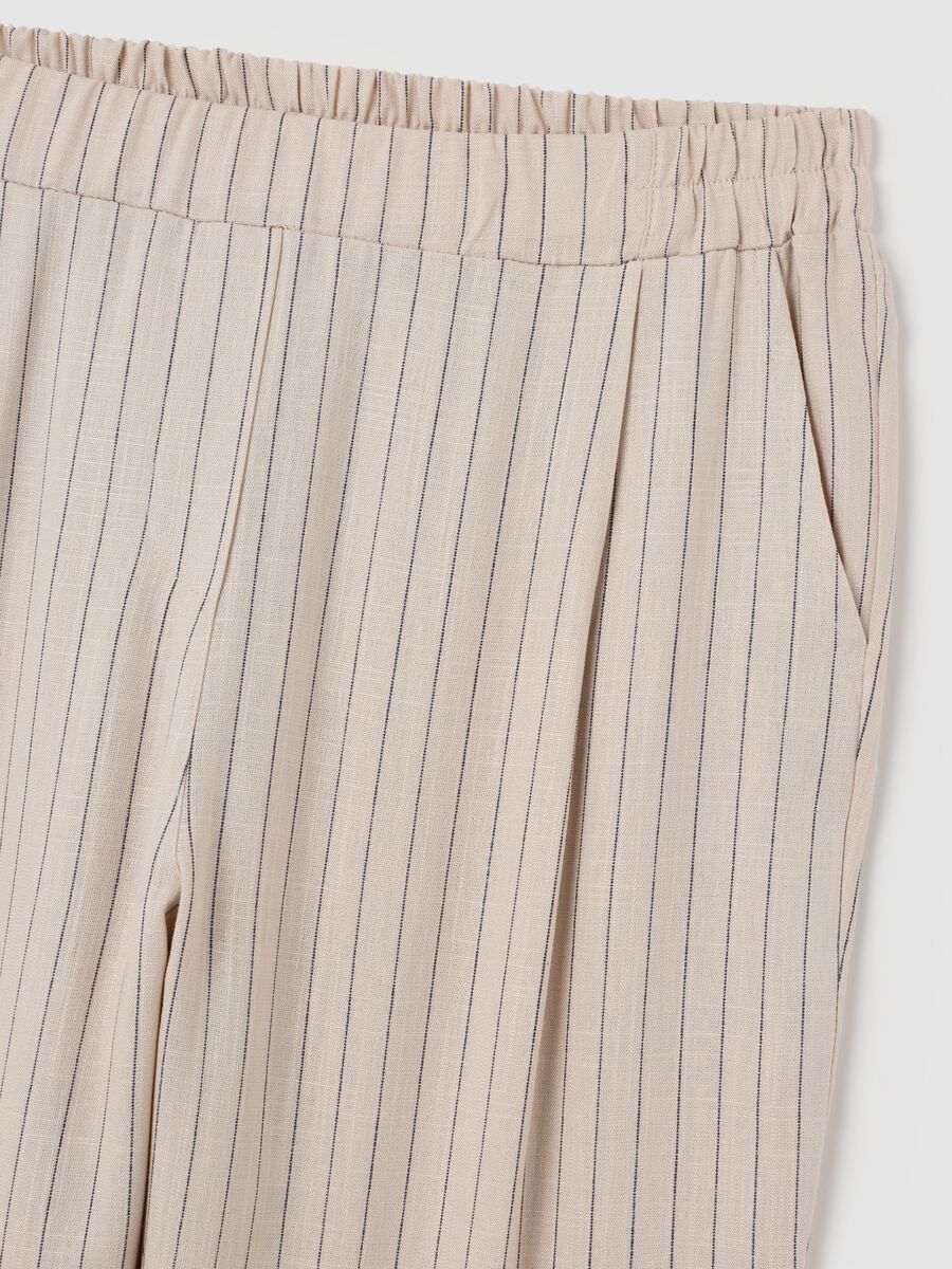 Women's beige viscose blend trousers, regular fit_5