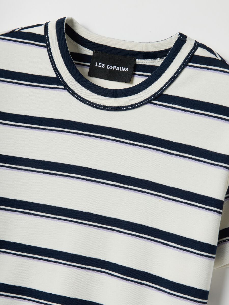 T-shirt in misto cotone a righe multicolor regular fit_5