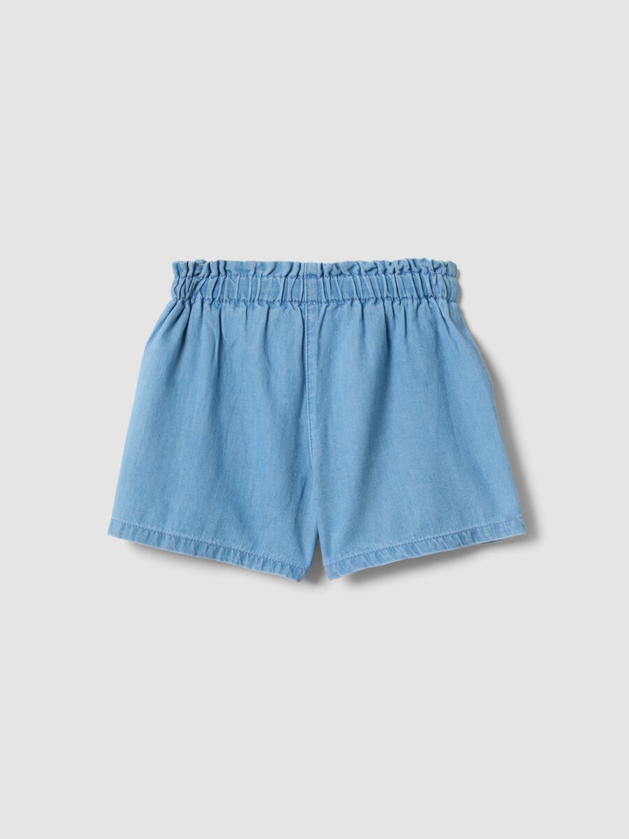 Shorts azzurri in puro cotone con ricami_1