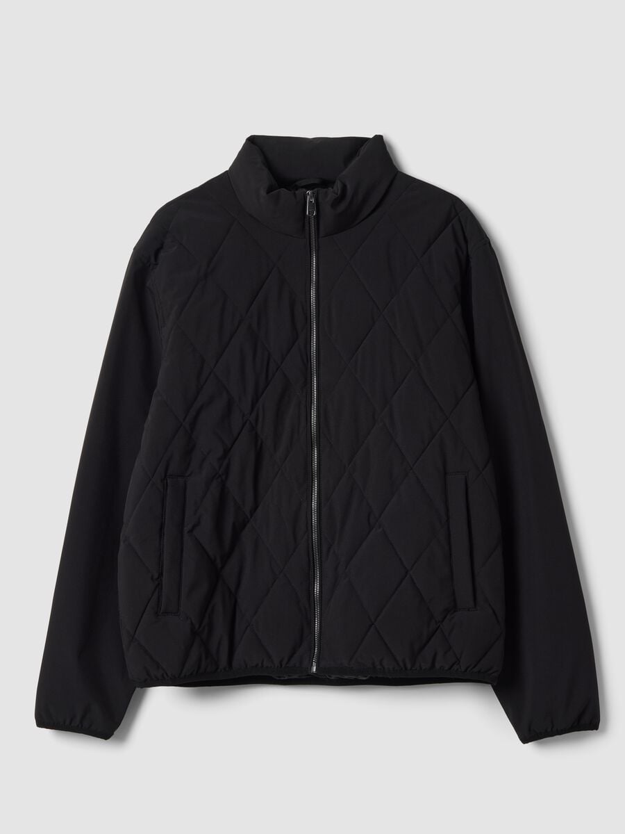 Giacca nera in tessuto elasticizzato con zip_0