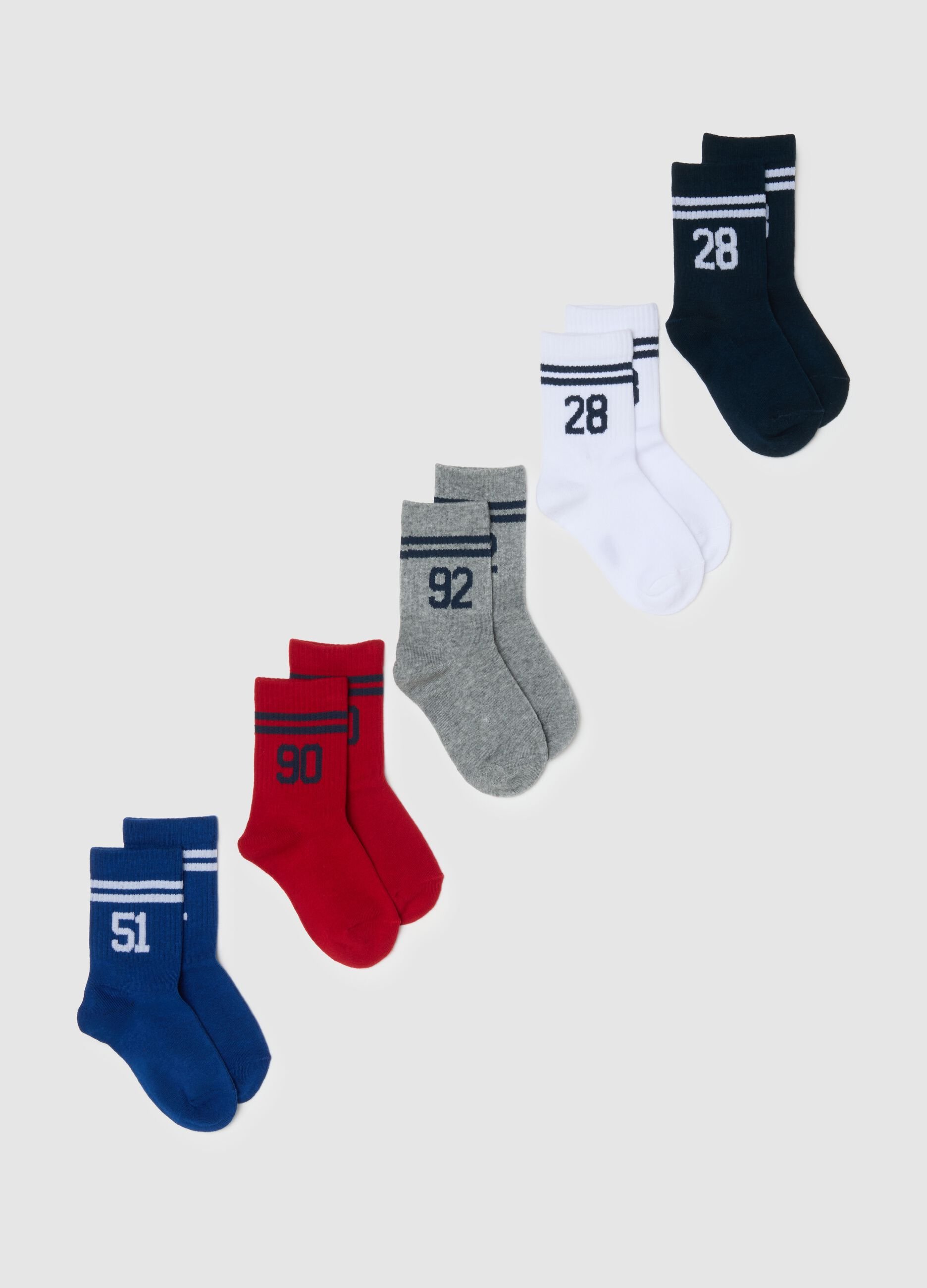 Multipack of multicoloured kids' sports socks in cotton blend