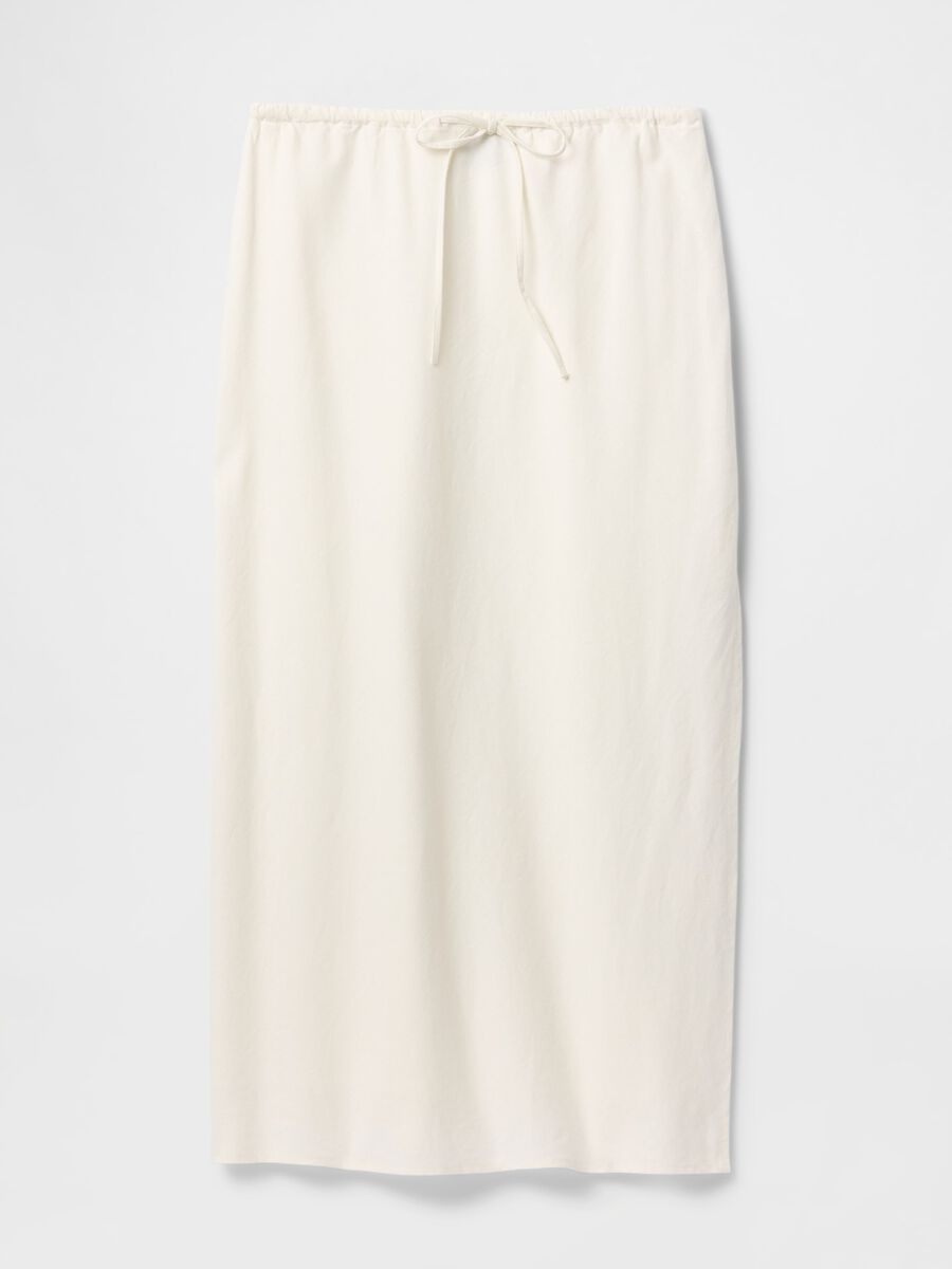 Long white skirt in linen and viscose_3