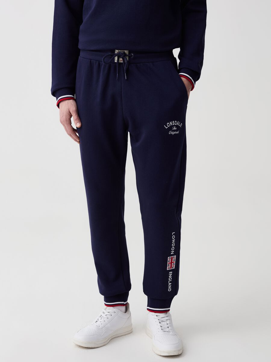 Fleece joggers with drawstring and embroidered logo_2
