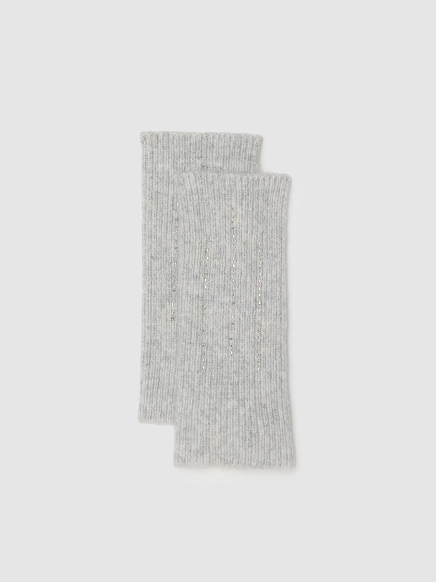 Grey mixed wool fabric gloves_0