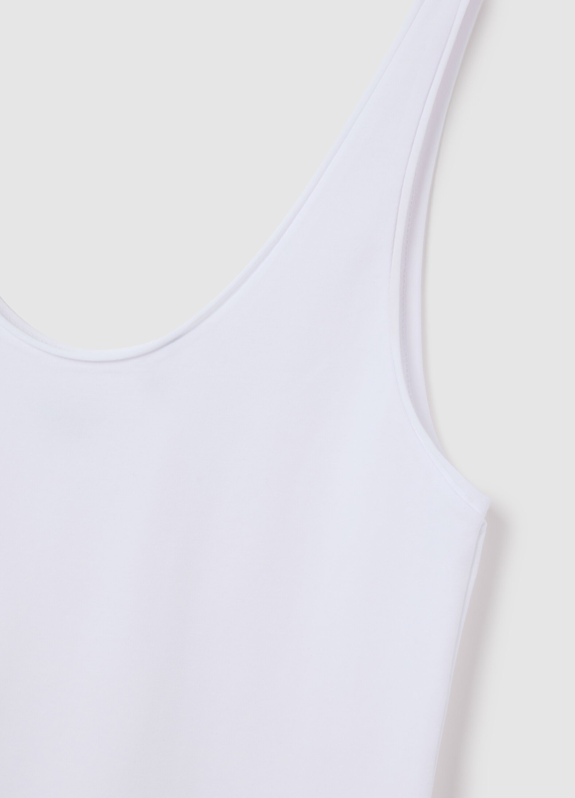 Women's white stretch cotton vest top regular fit