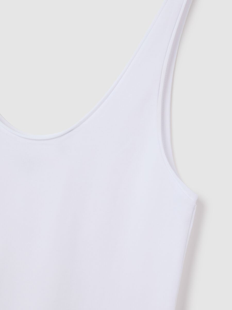 Women's white stretch cotton vest top regular fit_1