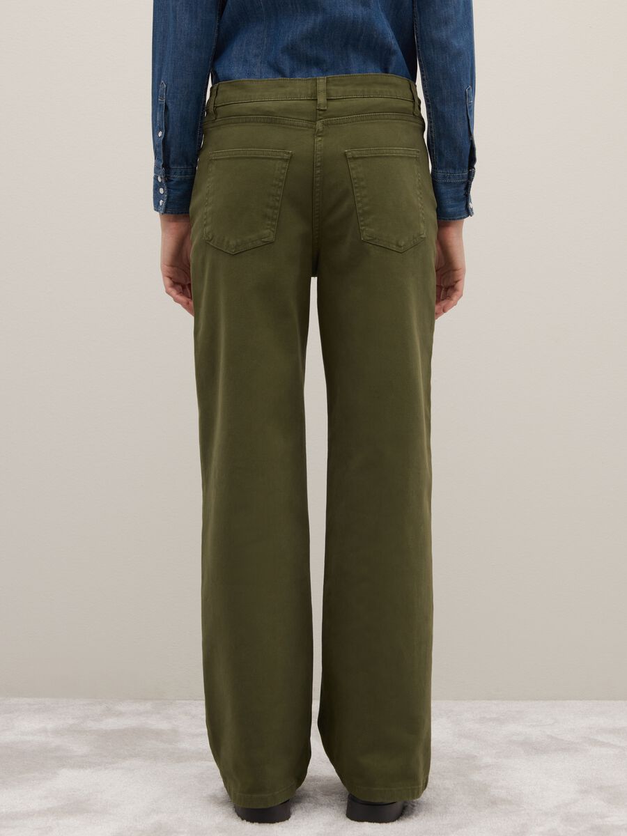 Straight Green Trousers in Stretch Cotton_2