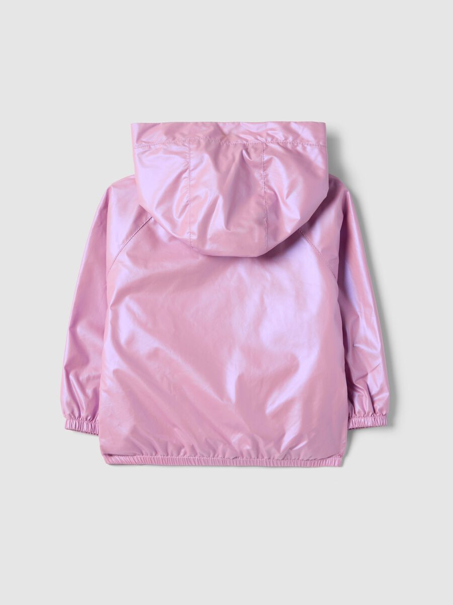 Pink waterproof girl's jacket regular fit with zip and hood_1
