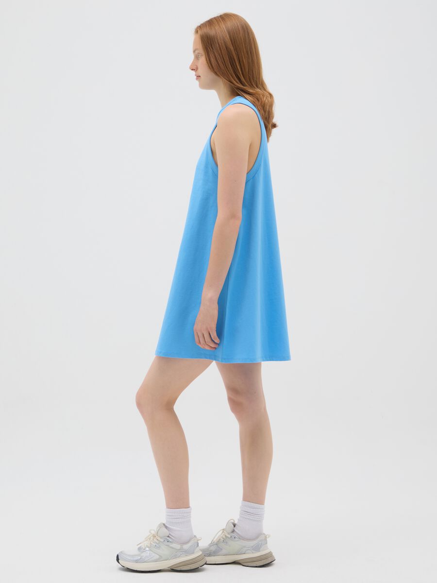 Women's dress in pure blue cotton_1