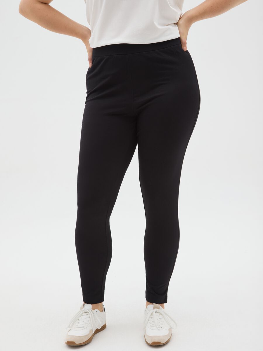 Leggings skinny in misto cotone nero_1