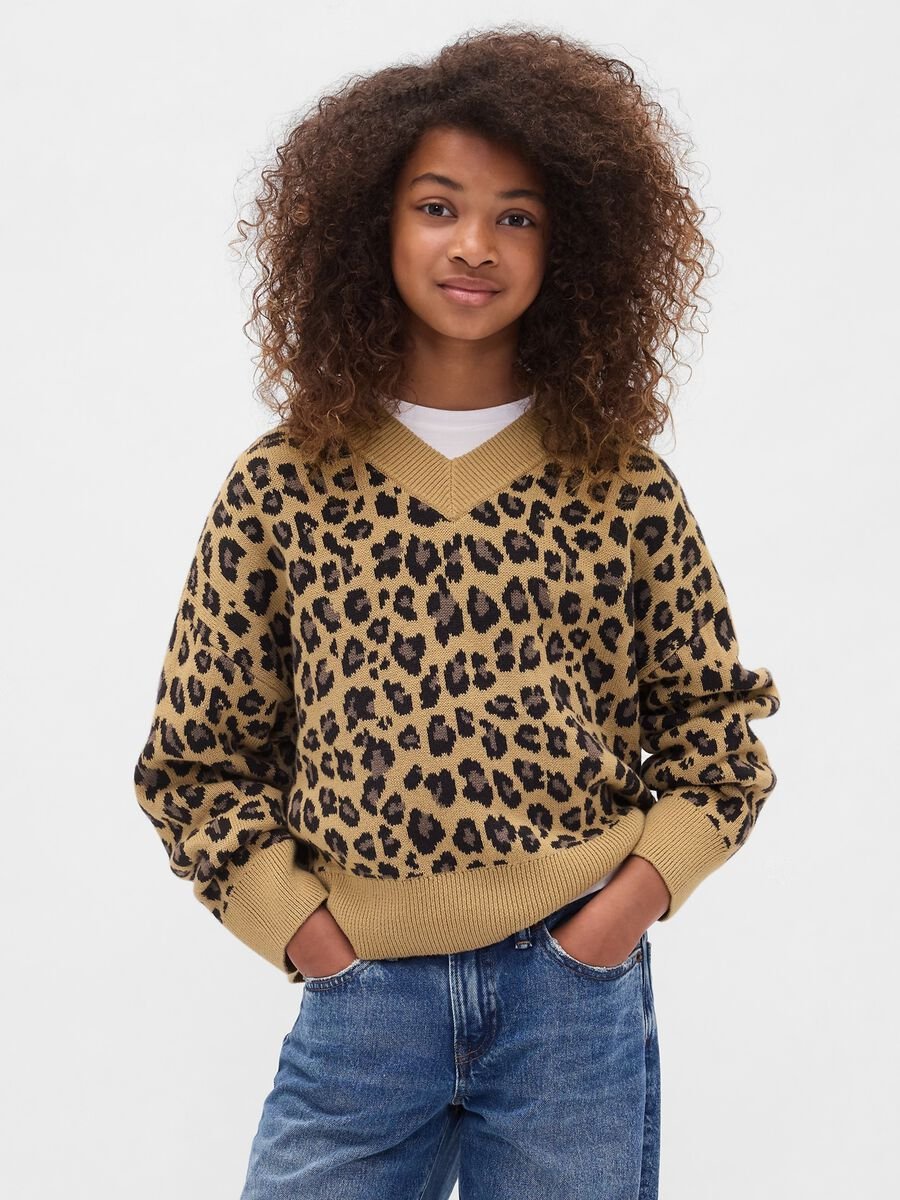 Beige Leopard Print Jumper_0