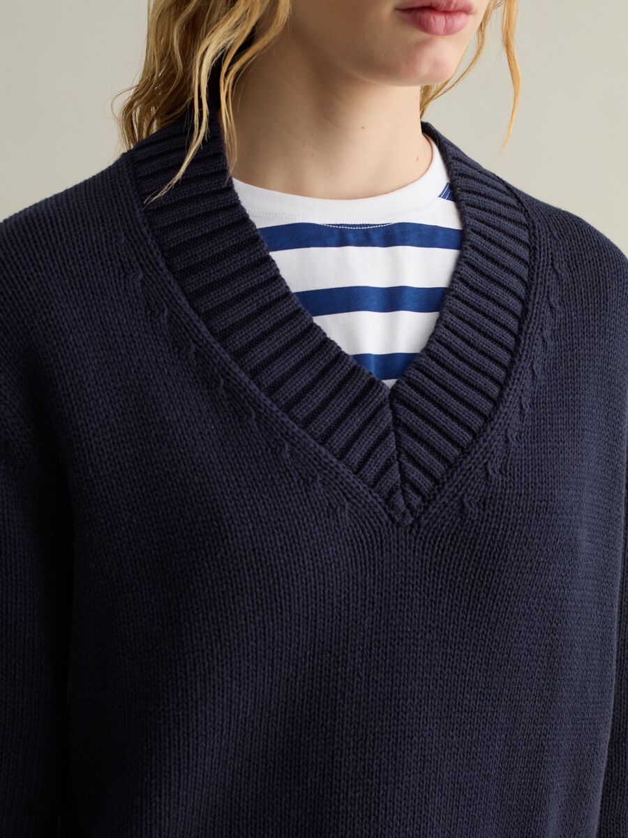 V-neck cotton pullover_3