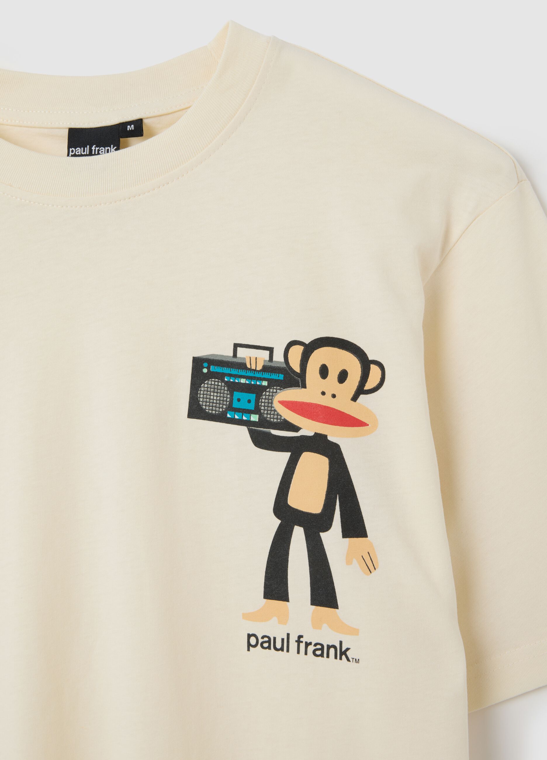 Regular fit short sleeve beige T-shirt in pure cotton