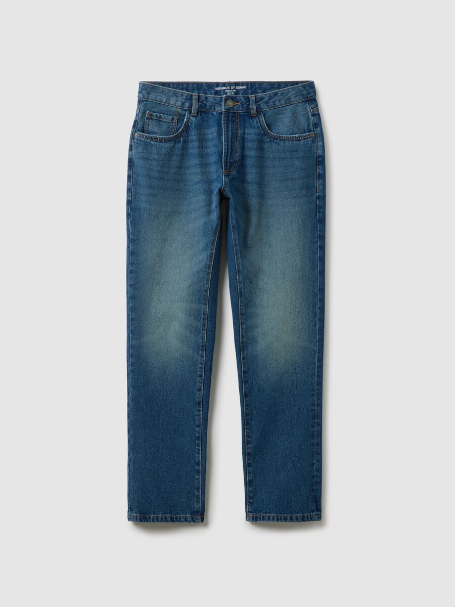 Jeans in puro cotone blu regular fit_4